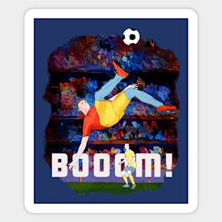 Booom- man kicking soccer ball Magnet